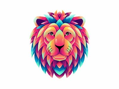 Lion colorful gradient illustration design