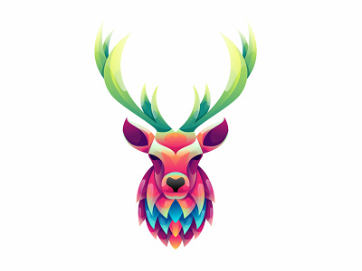 Deer colorful gradient illustration design