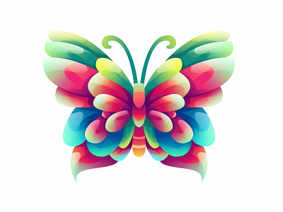 Butterfly colorful gradient illustration design