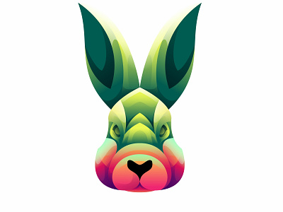 Rabbit colorful gradient design illustration