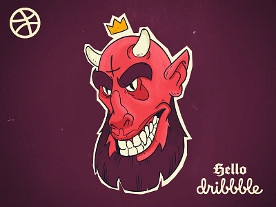 Hello Dribbble devil dribble evil hello illustration new satan