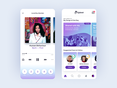 Upbeat Music Platform app design graphic design mobile music ui ux