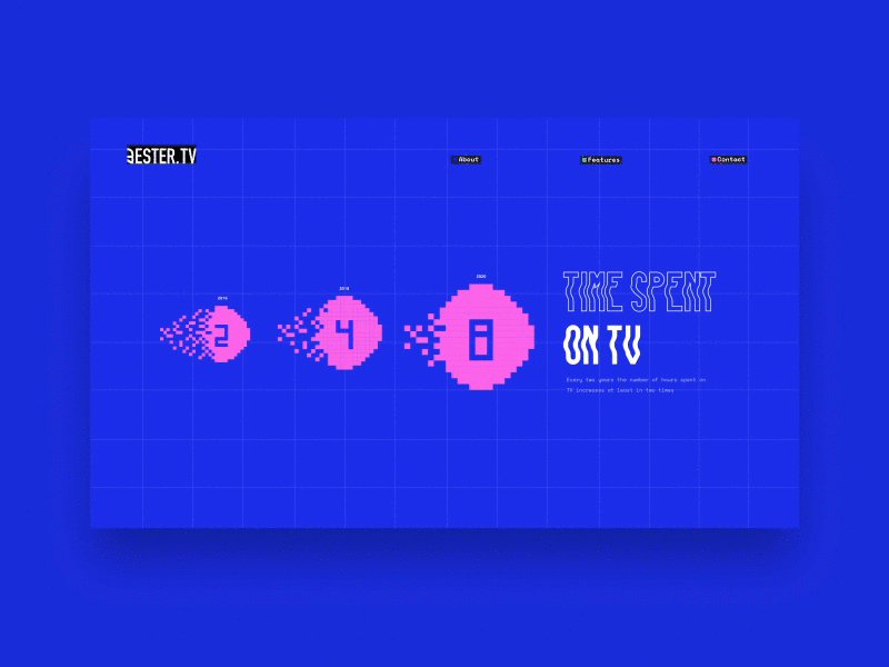 Ester TV Stats data visualisation data visual communication statistics brutalism 8bit pixels glitch animation illustration ux ui