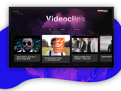 Bridge Media TV App graphic design media center media player music music app smart tv tv app ui ux vector video app videoclip