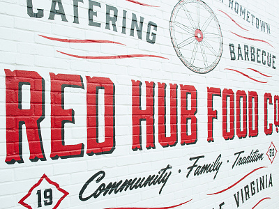 Red Hub Food Co. – Sign Painting bbq black branding charlottesville hand painted red red hub food co sign painting signage tried and true virginia