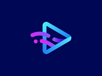 Flow Clips App Logo Design branding dark design fluid geometric logo neon vector