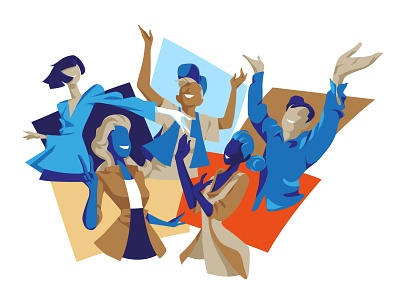 Let's Party celebate dance festival friends fun happyness hurca illustration joy party people society vectorart wow young
