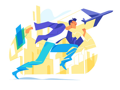Fast Life business trip businessman city downtown fast fly follow hurca hurry illustration mission move quick run runner running speed trip vector art