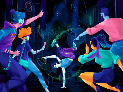 Breakdance Challenge breakdance challenge community contest cyber cyberworld dance drawing event fintech illustration lifestyle people young