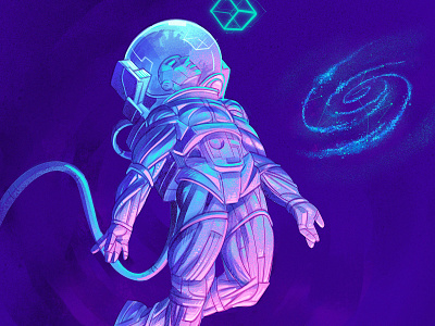 Zen Galaxy 👽💫 alien alone astronaut cosmos encounter exploration galaxy illustration meditation silence space