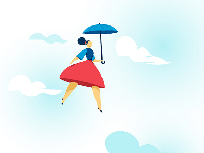 Nika blue fly light mary poppins umbrella wind