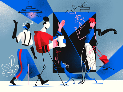 Something is Changing abstract characters charactersdesign cool creative cubism friends futurism hurca illustration lifestyle meeting people society style wow