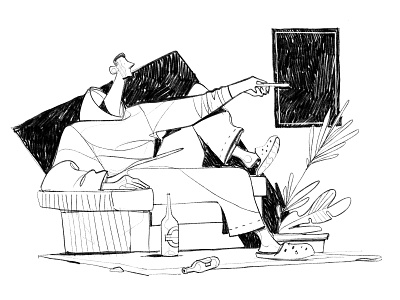 Netflix drama draw fiction home hurca illustration relax remote series sitting room sofa tv
