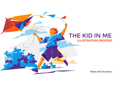 The Kid in Me childhood children freedom hurca illustration joy kid play run vectorart wind