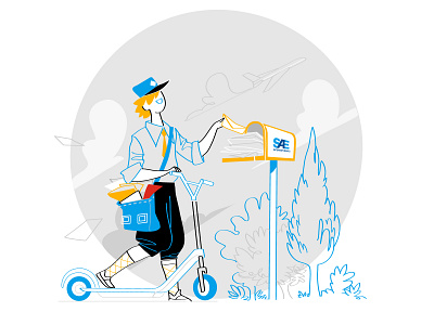 Contact Us Illustration contact us delivery fun getting in touch illustration mail mailbox mailing monello scooter vector art