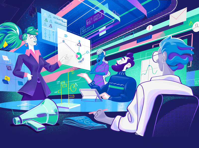 Cyber Response startup people hurca stats meeting room meeting information presentation agency teamwork illustration design big data illustration