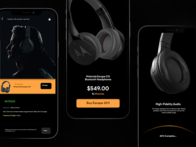 MOTOROLA HeadPhones Store App app art branding design flat logo neomorphic ui ux website