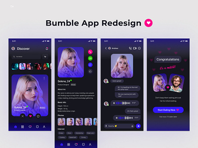 Bumble App Redesign app ui branding bumble app redesign bumble redesign challenge chat app chatting app creative design date app dating app dating mobile app design design studio design ui graphic design marriage marriage app ui mobile app mobile app design ui ui kit