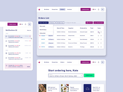 Customer Portal branding branding design cards colorful customer dashboard design system desktop desktop design filters food navigation navigations notifications order management orders ui ui ux ui components ux