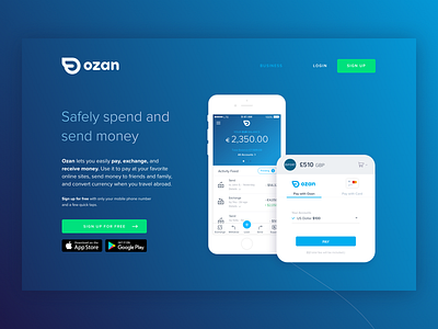 Ozan / Landing Page clean icon landing page mobile product simple ui visual design web website