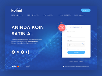Koinal / Buy And Sell Cryptocurrency - Website buy clean coin crypto currency design flat mobile product sign in simple ui ux visual design website