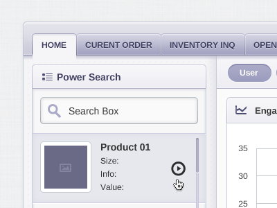 Dashboard Page button dashboard form glyph icon interface page power scroll search tab table ui