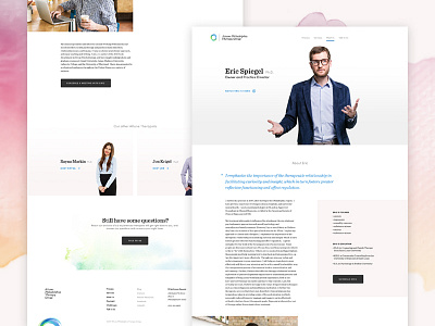 Attune Therapy - Therapist page branding sentinel ui ux watercolor web design