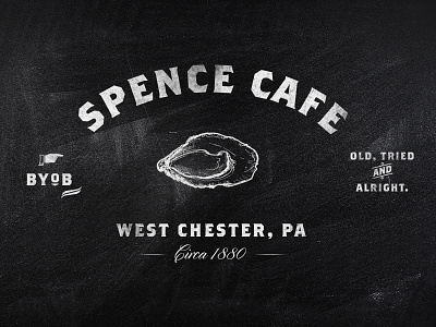 Spence Cafe Logo branding chalk fish illustration logo oysters restaurant seafood throwback time period typography