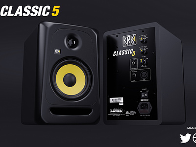 KRK Classic 5 Studio Monitor Speakers 3D product render