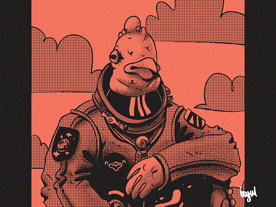 Kokonaut astronaut bird bogul illustration vector
