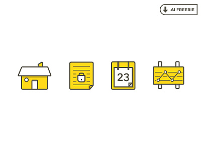 Icons (Freebie) ai download free download freebie icon icons icons download lined vector yellow