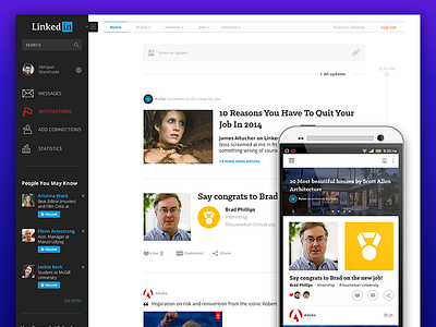 Linkedin re-design (web and android)