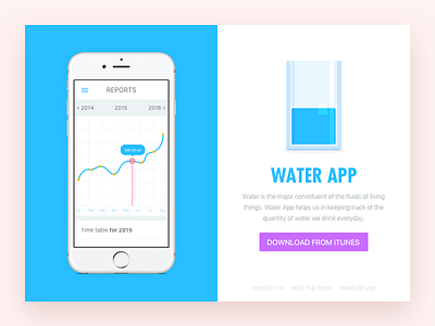 Water app - Above the fold app challenges download file free graph illustration ios iphone sketch ui water