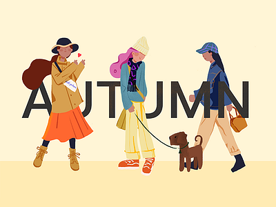 Autumn 女孩 插图 插图，开始 的photoshop