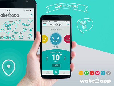 Wakeapp android app breackfast app design energy food graphic design life style material design ux ui