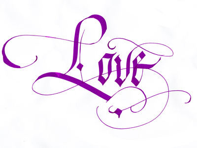 Love calligraphy fraktur gothic parallelpen