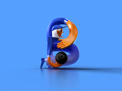 36 days of type - B 3d blue bowling character design illustration indoor letter redshift sport typography