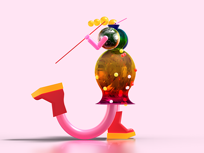 Letter "j" for 36 days of type 36dayoftype 36daysoftype07 3d 3d illustration c4d character redshift rendering