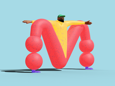 Letter M for 36daysOfType - marathoner 3d 3d illustration b2c c4d campaign campaign design character digital marketing rendering