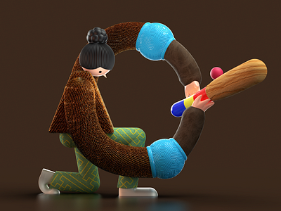 Letter O for 36 days of type 3d illustration artwork brown c4d character design illustration letter modeling oina redshift render sport sports design texture typogaphy