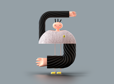 Number 5 for 36 days of type 36daysoftype 36daysoftype07 3d 3d illustration c4d character illustration modelling redshift rendering