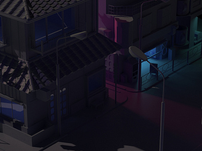 Tokyo by Night 3d 3ds blue dark max modelling night rendering scene street tokyo vray