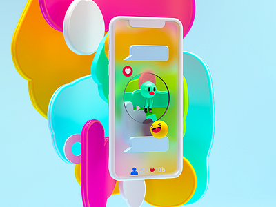 Mobile stories 3d apps character colors design emoji illustration joy mobile rendering universe