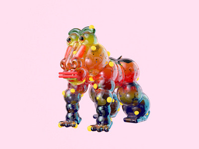 Gorilla 3d 3dillustration glass illustration redshift rendering