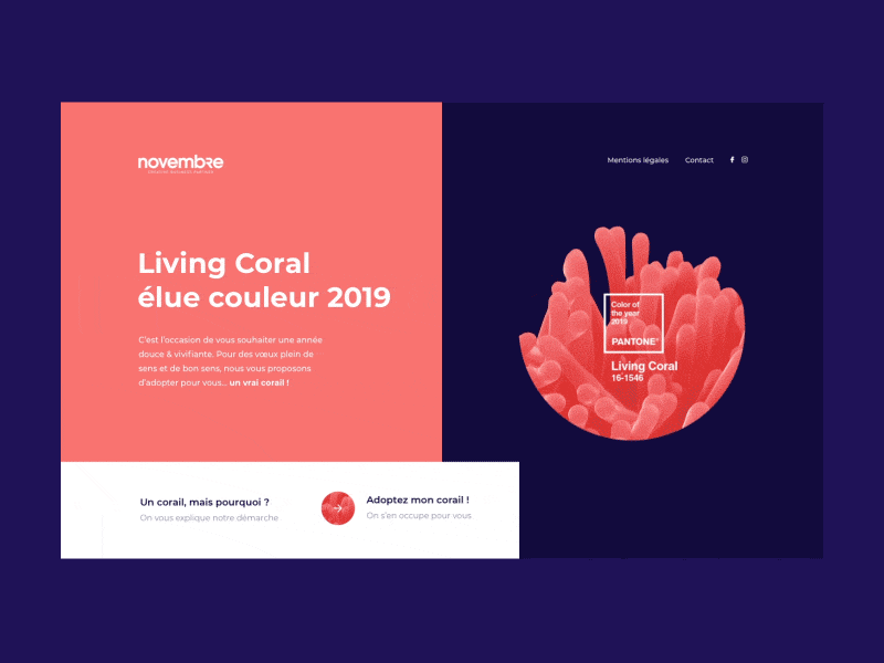 Coral Guardians 2019 animation blue corail coral pantone pink ux vegatal webdesign