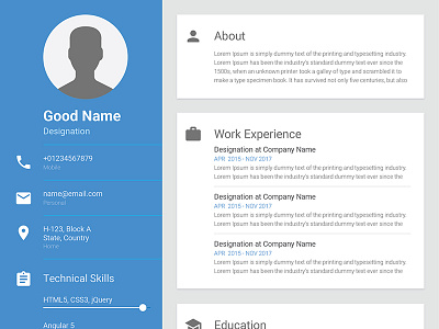 Resume Material Design material design resume template