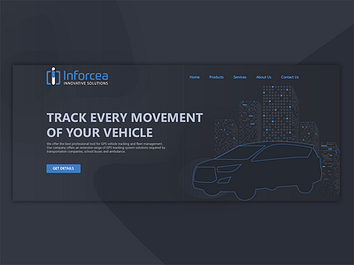 iFleet GPS tracking system landing page concept blue concept dark gps ifleet