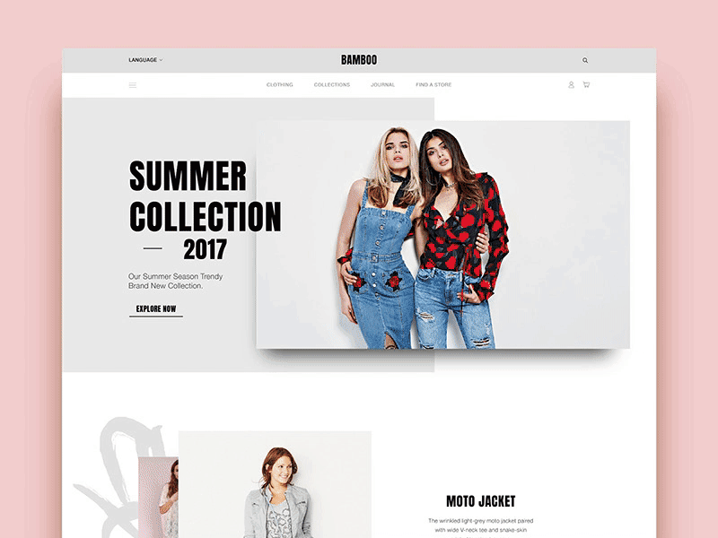 Bamboo Ecommerce Homepage animation clean design ecommerce fashion gif minimalist modern shop web website