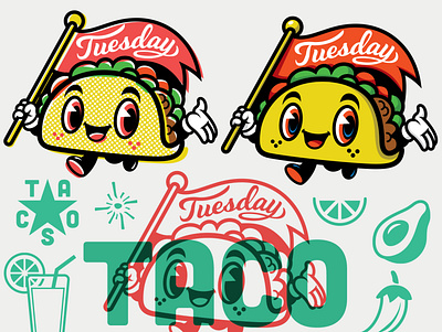 Taco Tuesday advertising art branding character design design food graphic design illustration logo tacos typography vector