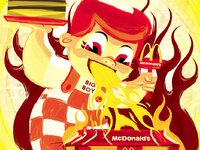 Big Boy's Revenge character character art character design cheeseburger concept art destroy fast food food illustration illustrations mcdonalds